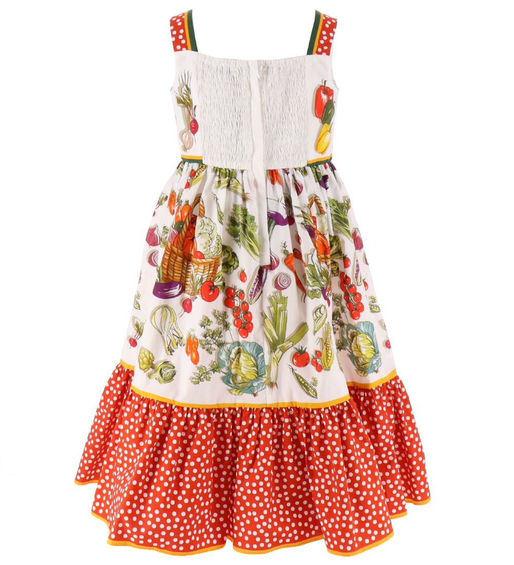 Dolce & Gabbana Kleid m. Bloomers - Capri - Weiß/Rot m. Gemüse