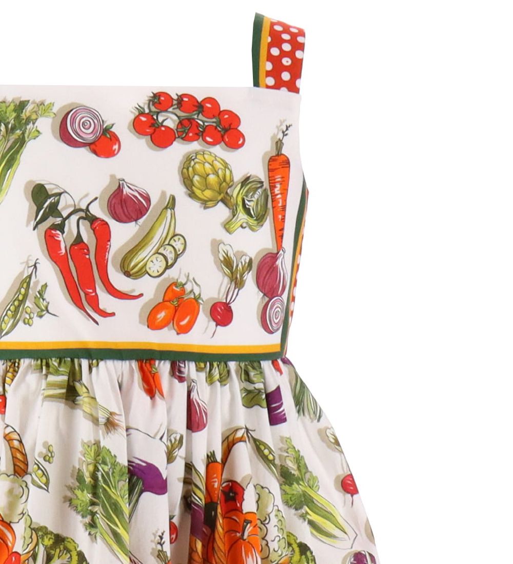 Dolce & Gabbana Kleid m. Bloomers - Capri - Weiß/Rot m. Gemüse