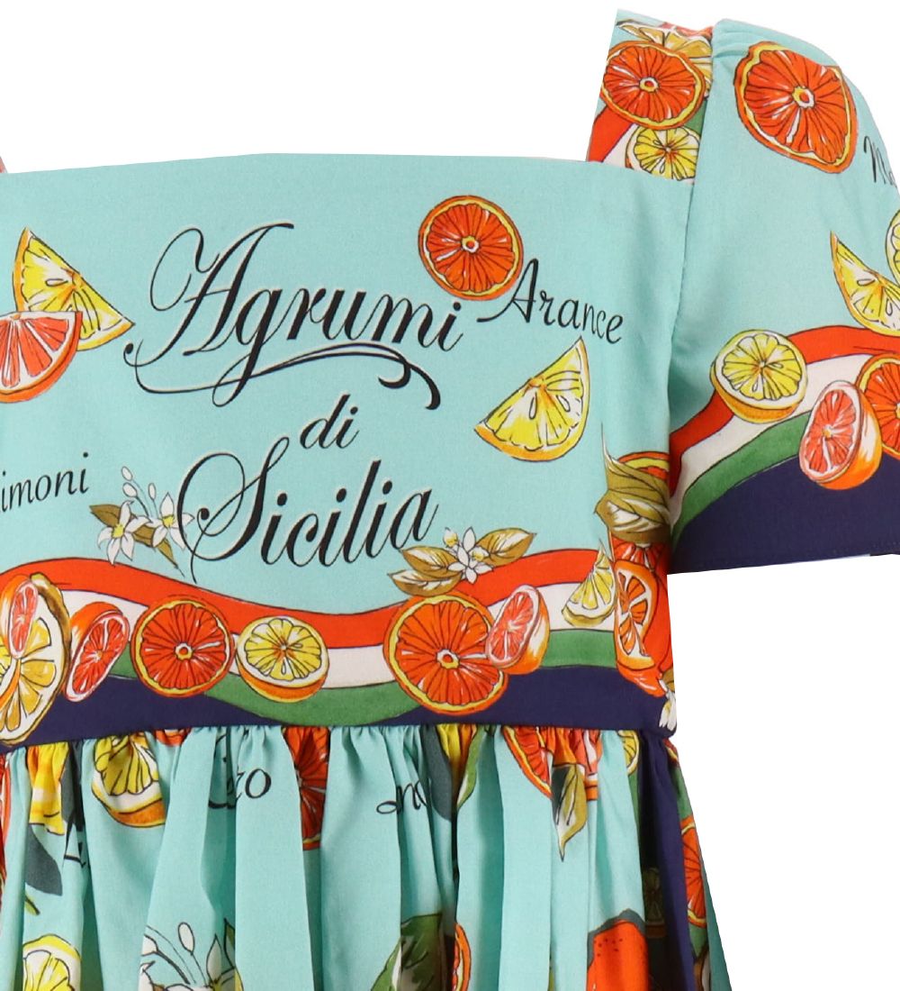 Dolce & Gabbana Dress - Capri - Turquoise w. Citrus fruits