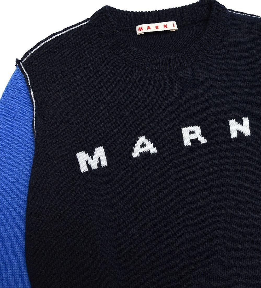 Marni Blouse - Wool - Navy/Blue w. White