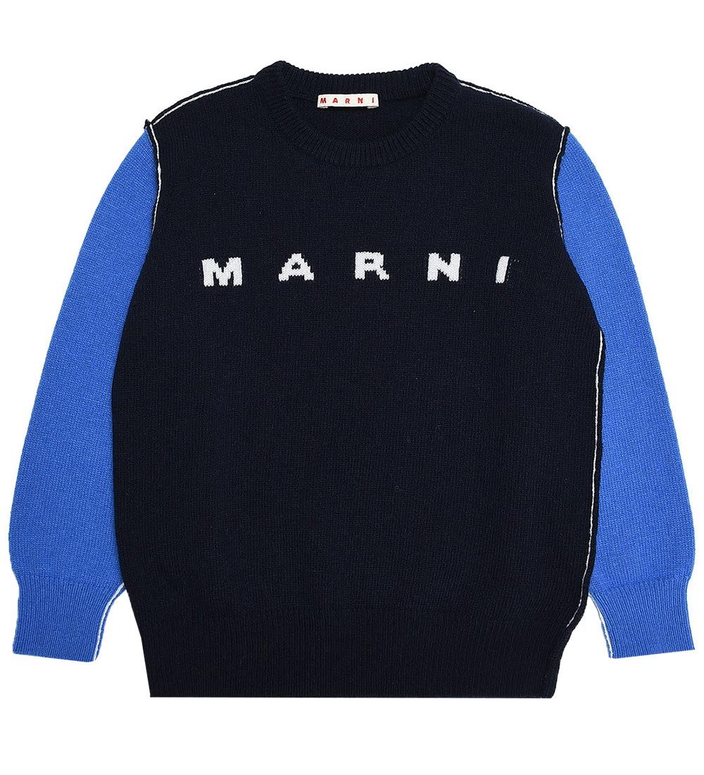 Marni Blouse - Wool - Navy/Blue w. White