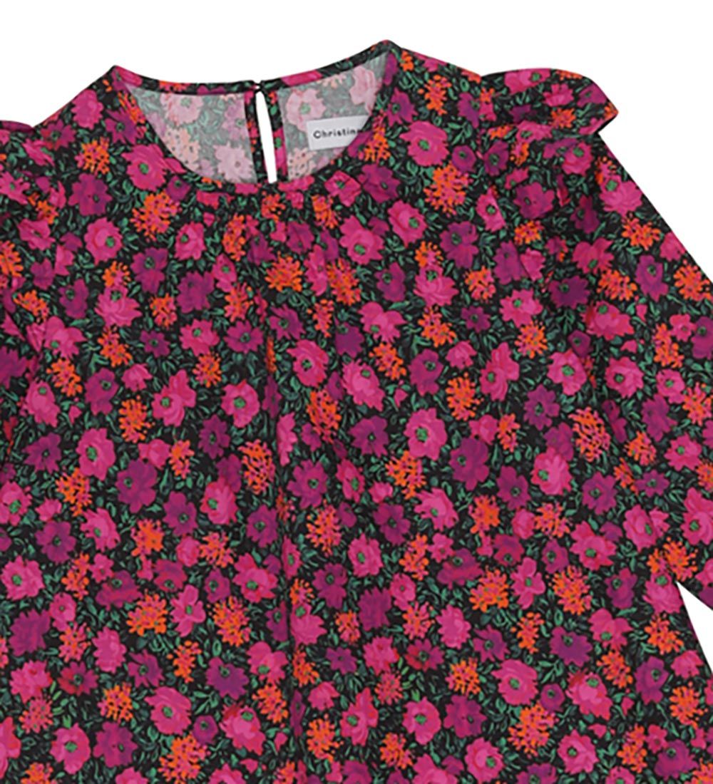 Christina Rohde Dress - Black w. Flowers
