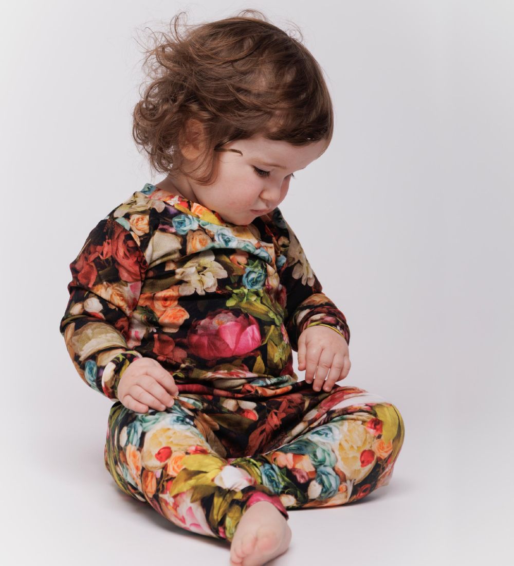 Christina Rohde Leggings - Baby - Black w. Flowers