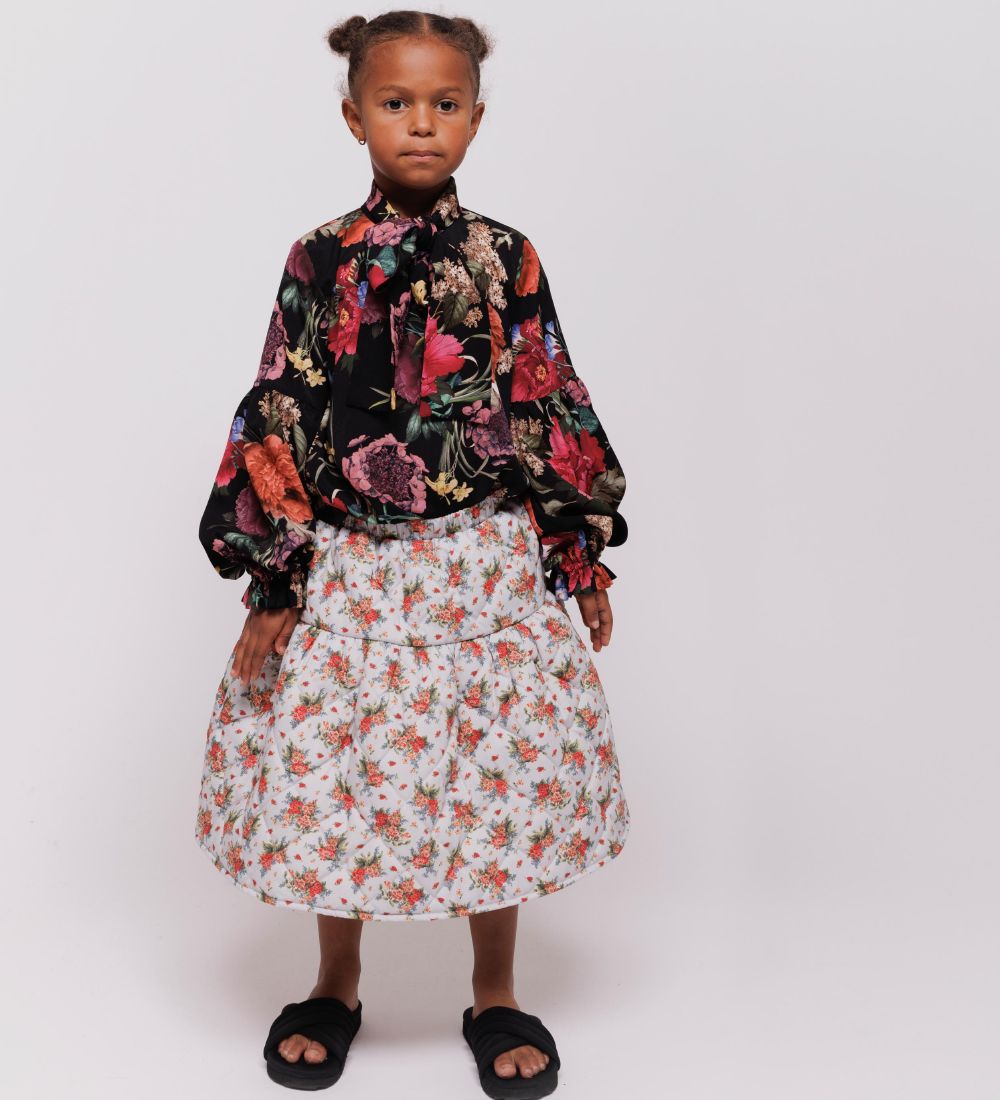 Christina Rohde Blouse - Black w. Flowers
