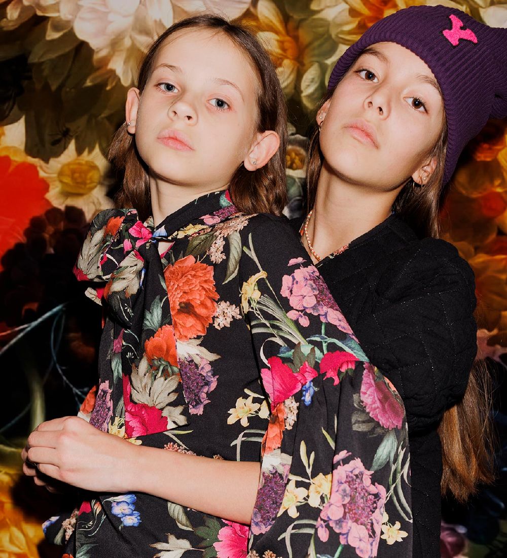 Christina Rohde Blouse - Black w. Flowers