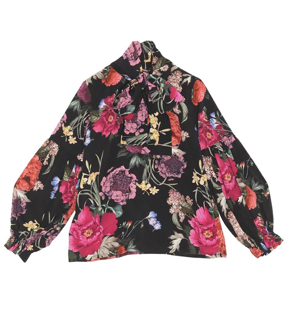 Christina Rohde Blouse - Black w. Flowers