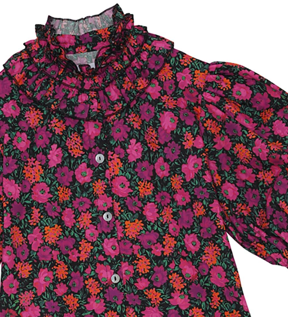 Christina Rohde Top - Black w. Flowers