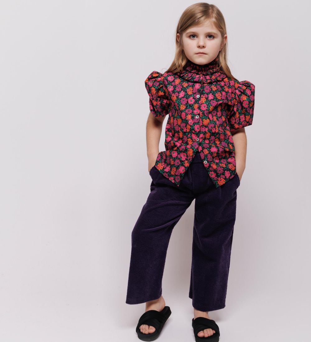 Christina Rohde Top - Black w. Flowers
