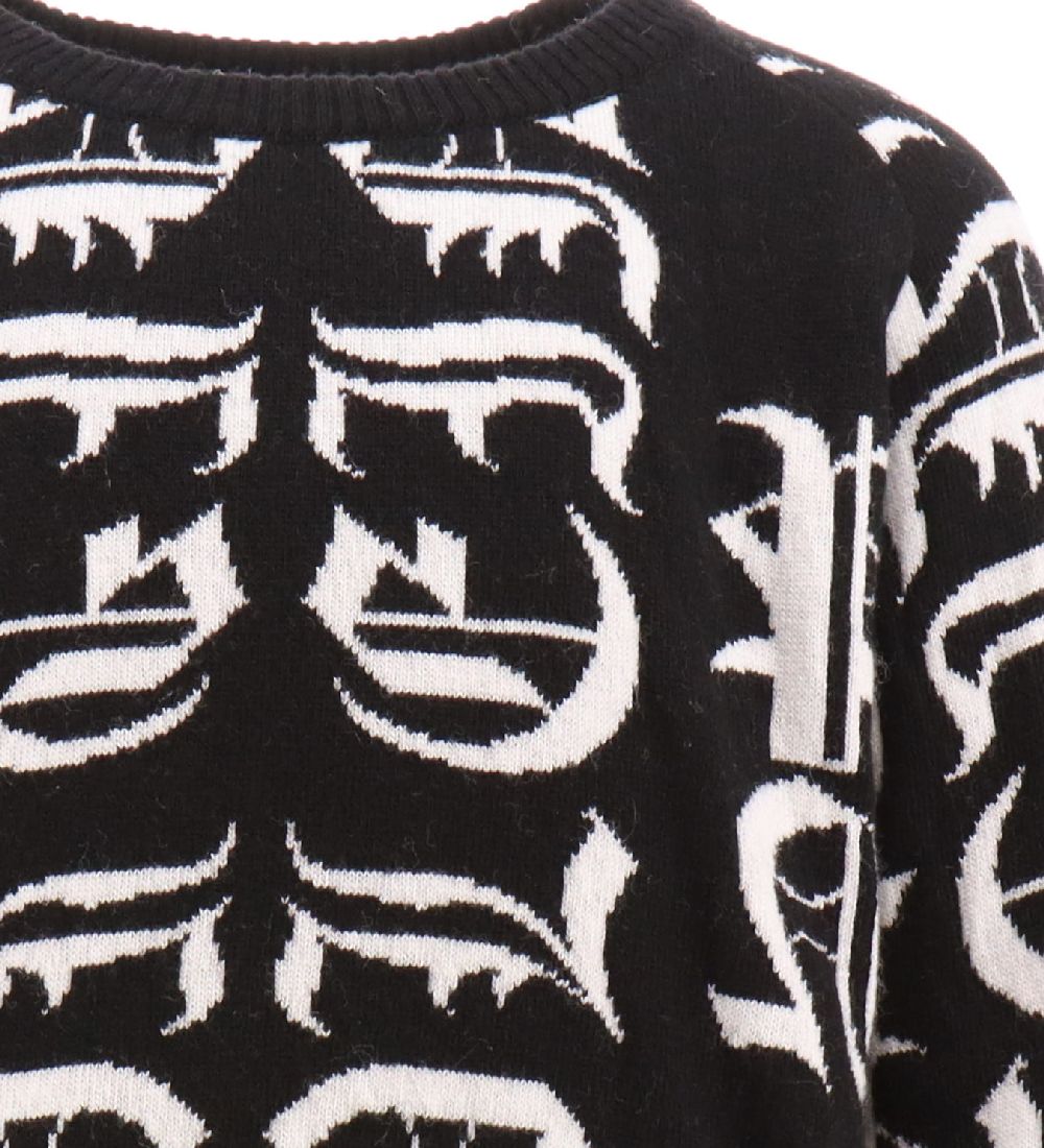 Philipp Plein Bluse - Wolle - Schwarz m. Weiß