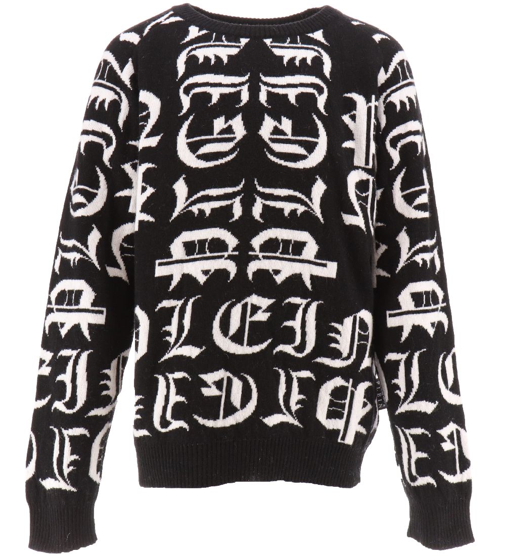 Philipp Plein Bluse - Wolle - Schwarz m. Weiß