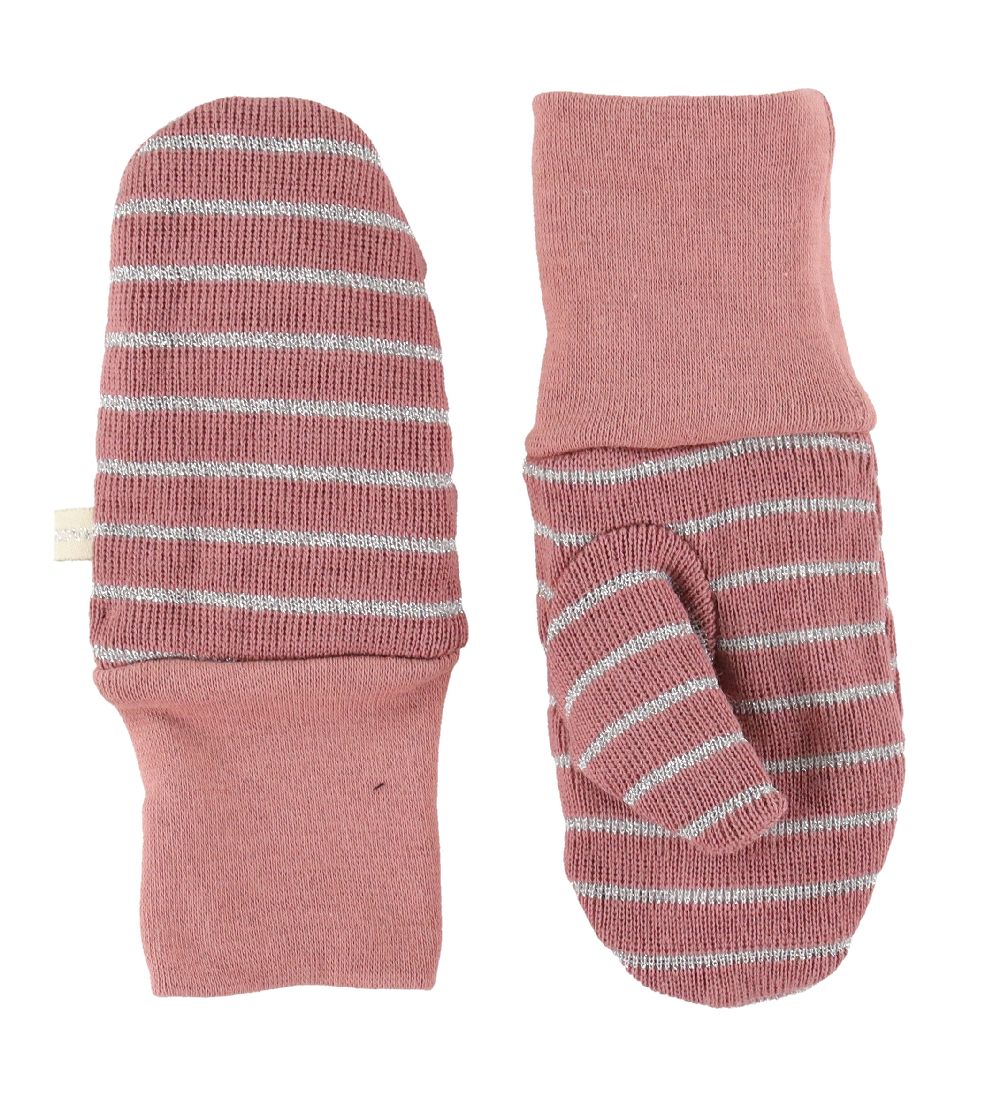 Racing Kids Mittens - Wool/Cotton - Rose/Silver