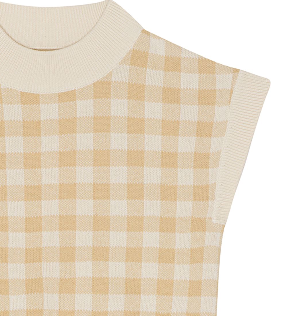 Monsieur Mini Weste - Strick - Gingham - Moos/Offwhite
