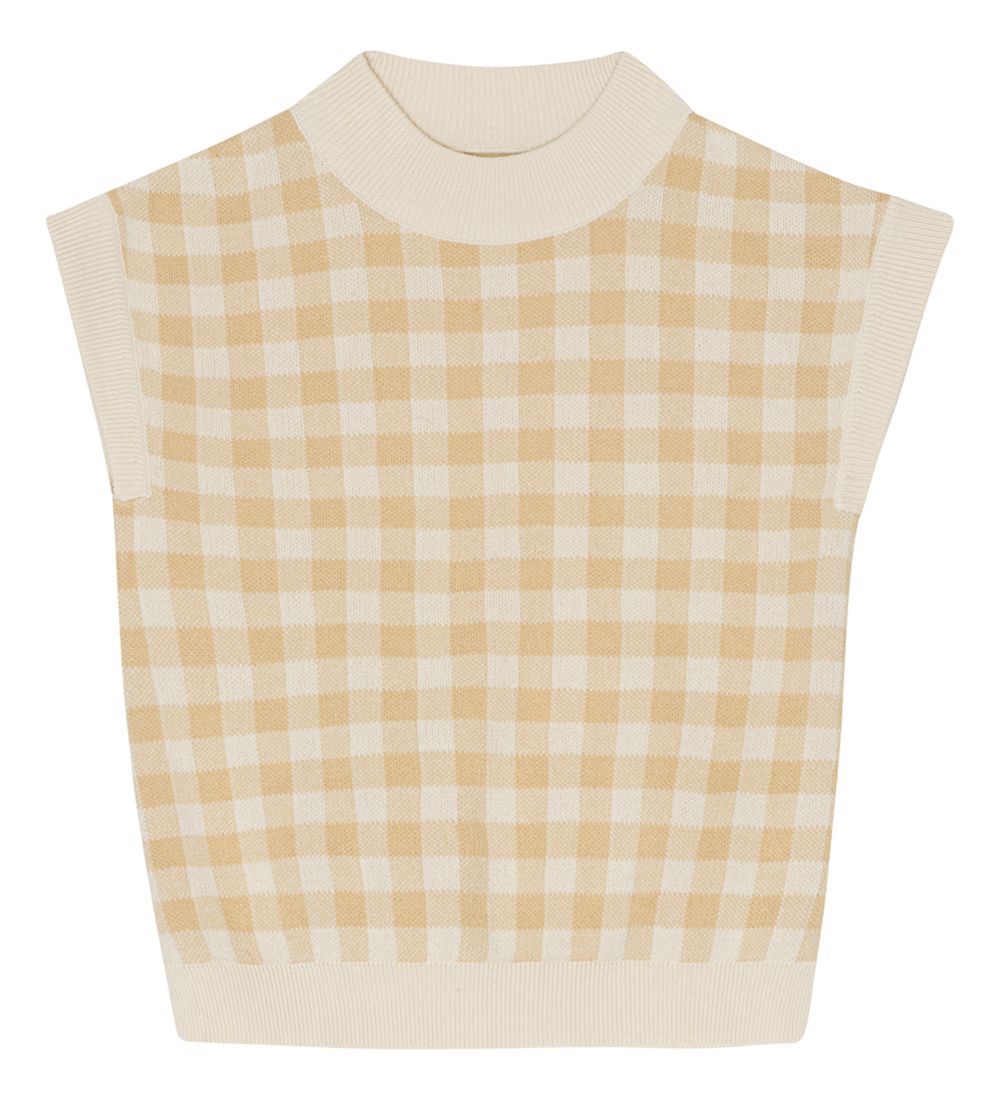 Monsieur Mini Weste - Strick - Gingham - Moos/Offwhite