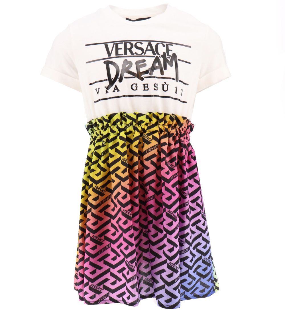 Versace Dress - White/Fuchsia w. Black