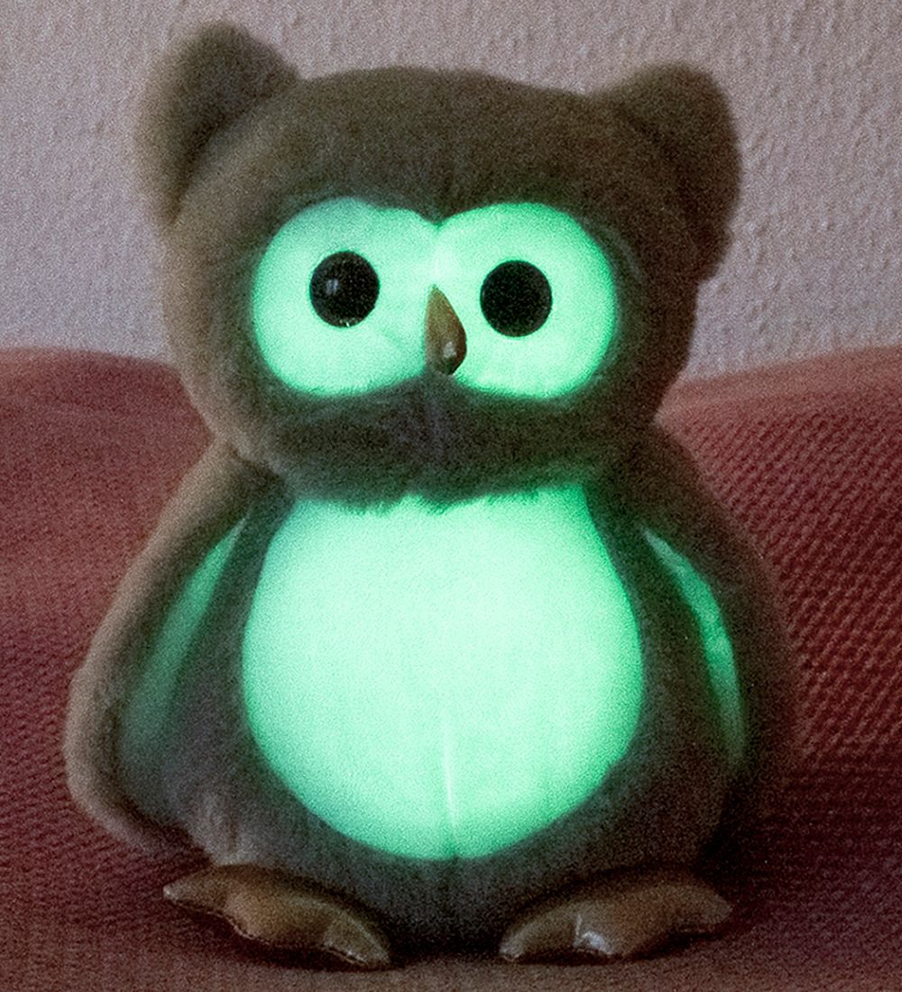 Teddykompaniet Soft Toy - Glow-In-The-Dark Owl - Green