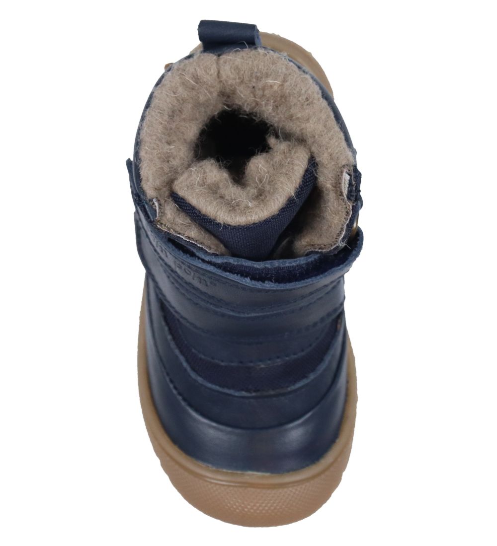 Pom Pom Winter Boots - Velcro Tex - With Front - Navy
