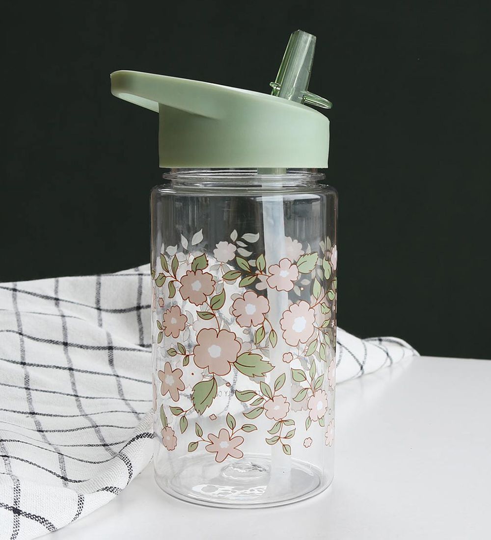 A Little Lovely Company Water Bottle with. Straws - 450 mL - Blo