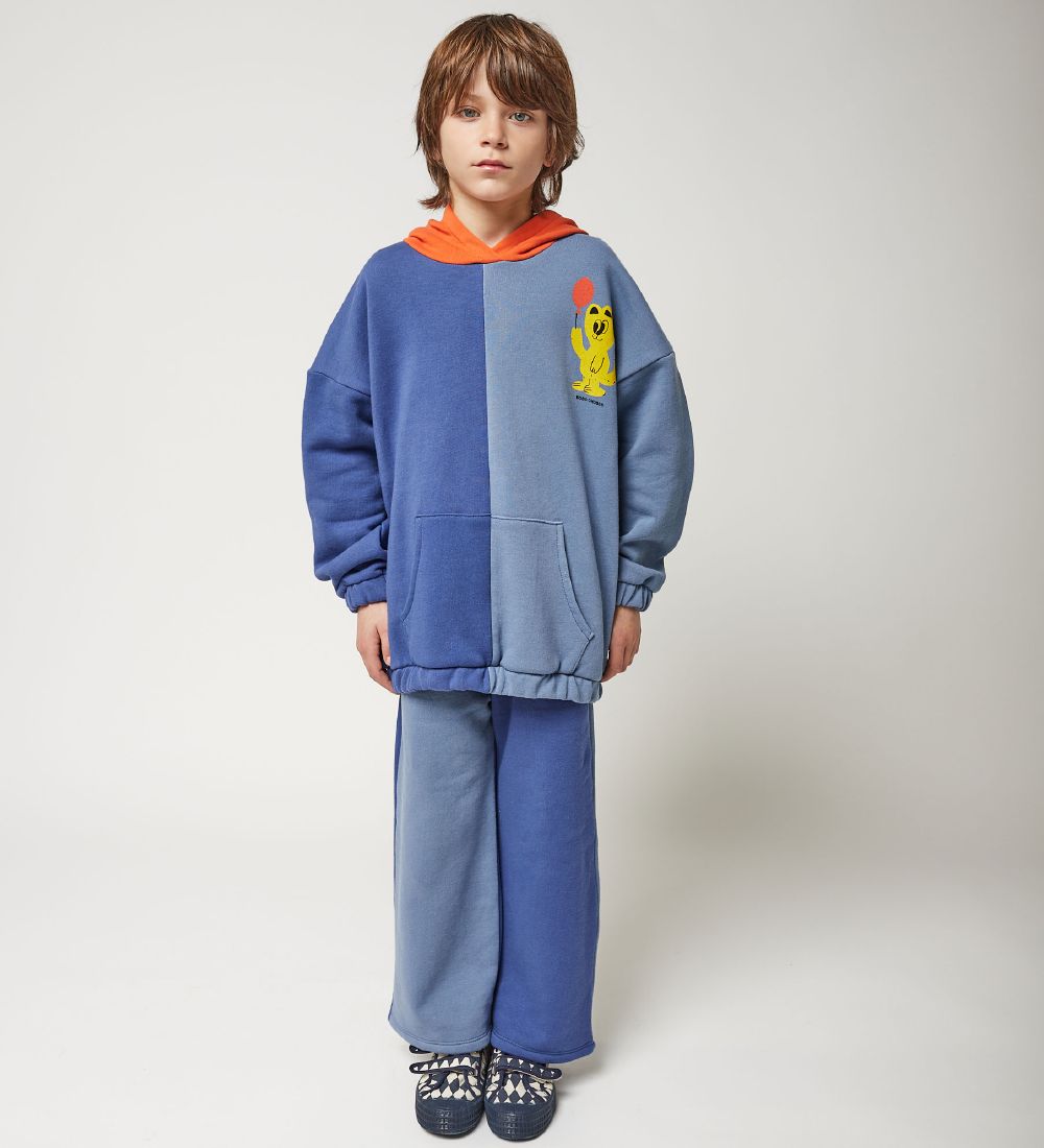 Bobo Choses Hoodie - Party CAT - Blue/Light Blue w. Orange