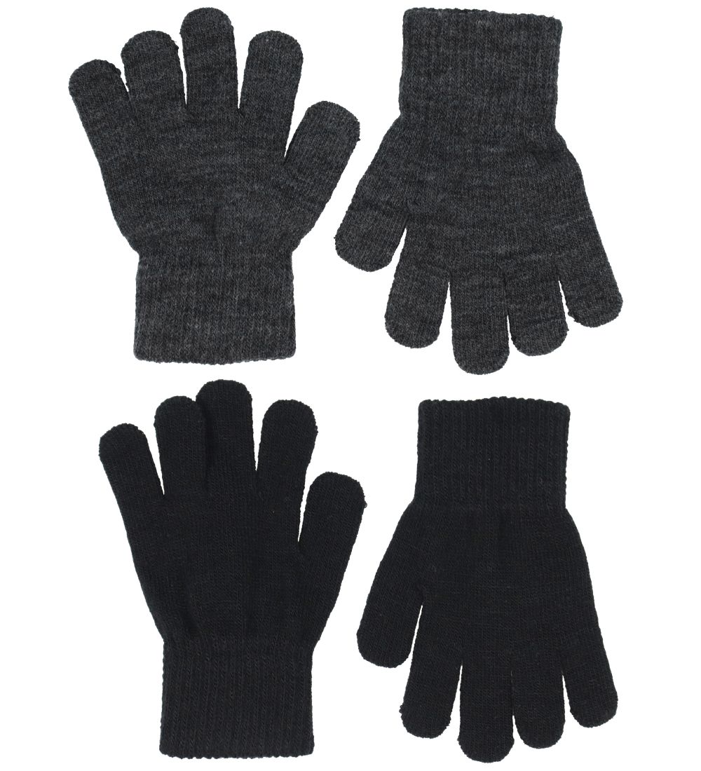 Melton Gloves Knitted - 2-Pack - Dark Grey Melange