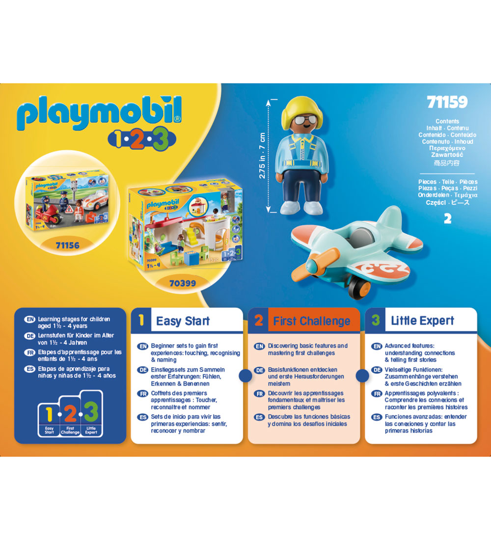 Playmobil 1.2.3 - Airplane - 71159 - 2 Parts