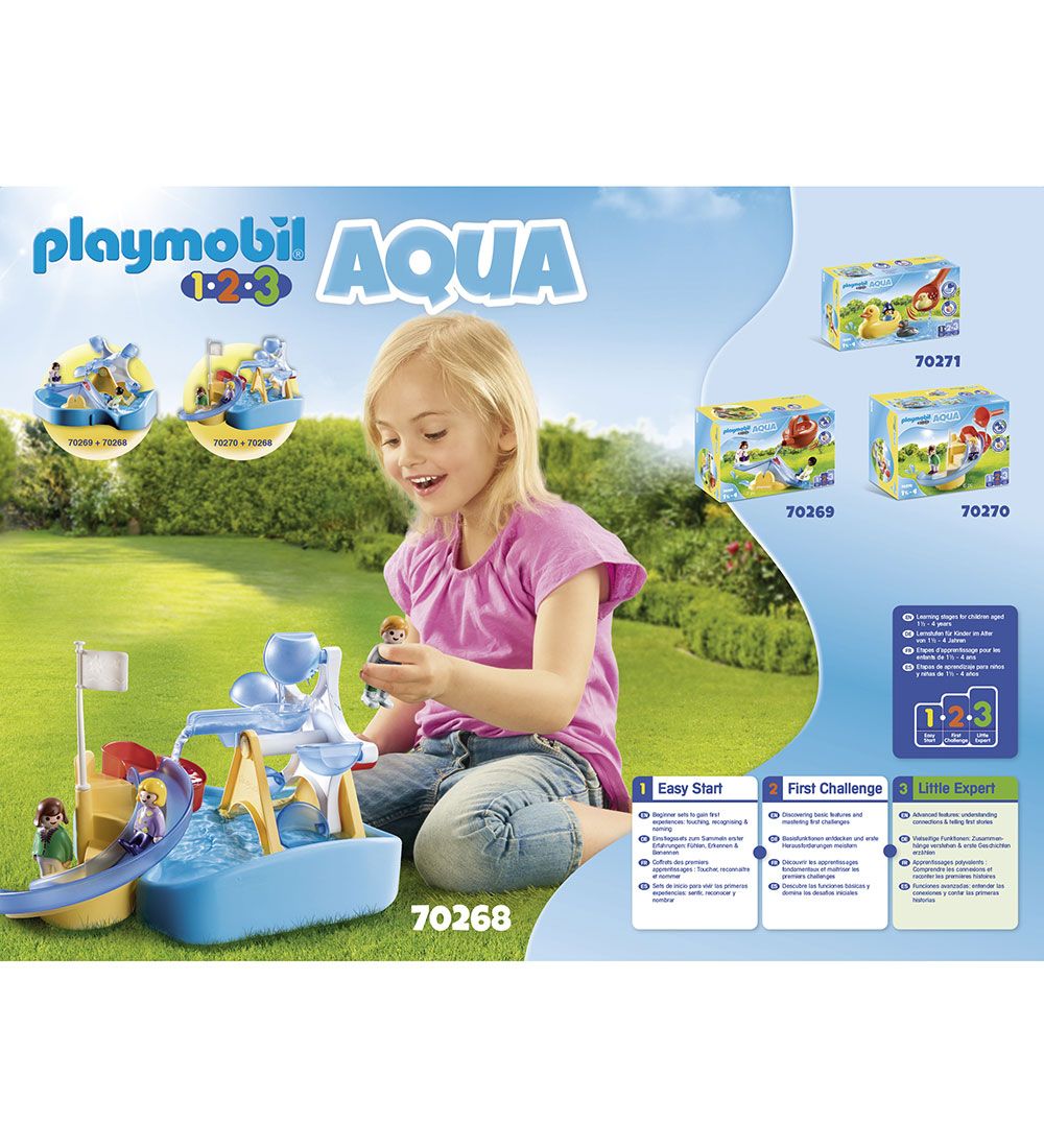 Playmobil 1.2.3 Aqua - Waterwheel With Carousel - 70268 - 8 Part