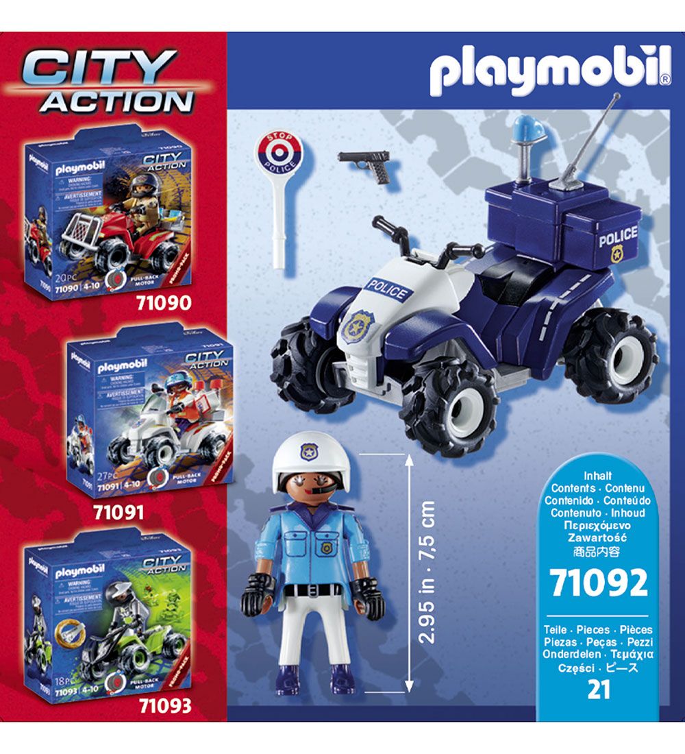 Playmobil City Action - Politi - Speed Quad - 71092 - 21 Parts