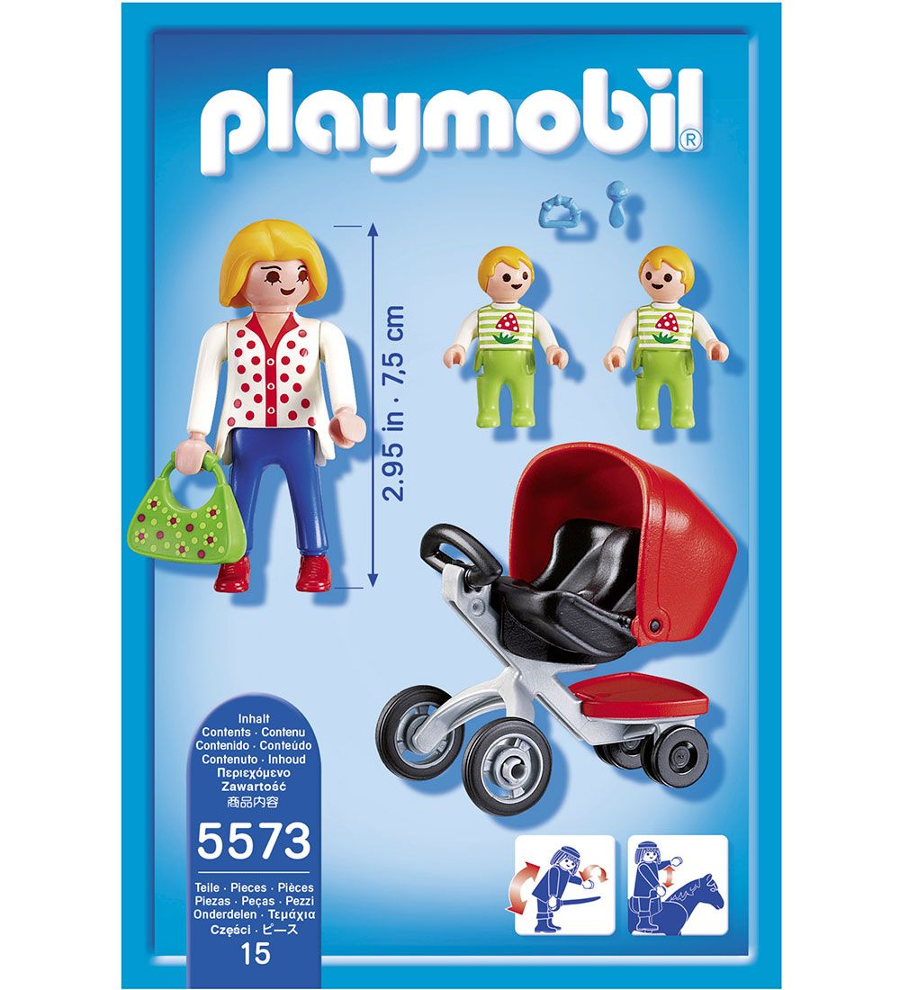 Playmobil City Life - Mother With Twin Stroller - 5573 - 15 Part