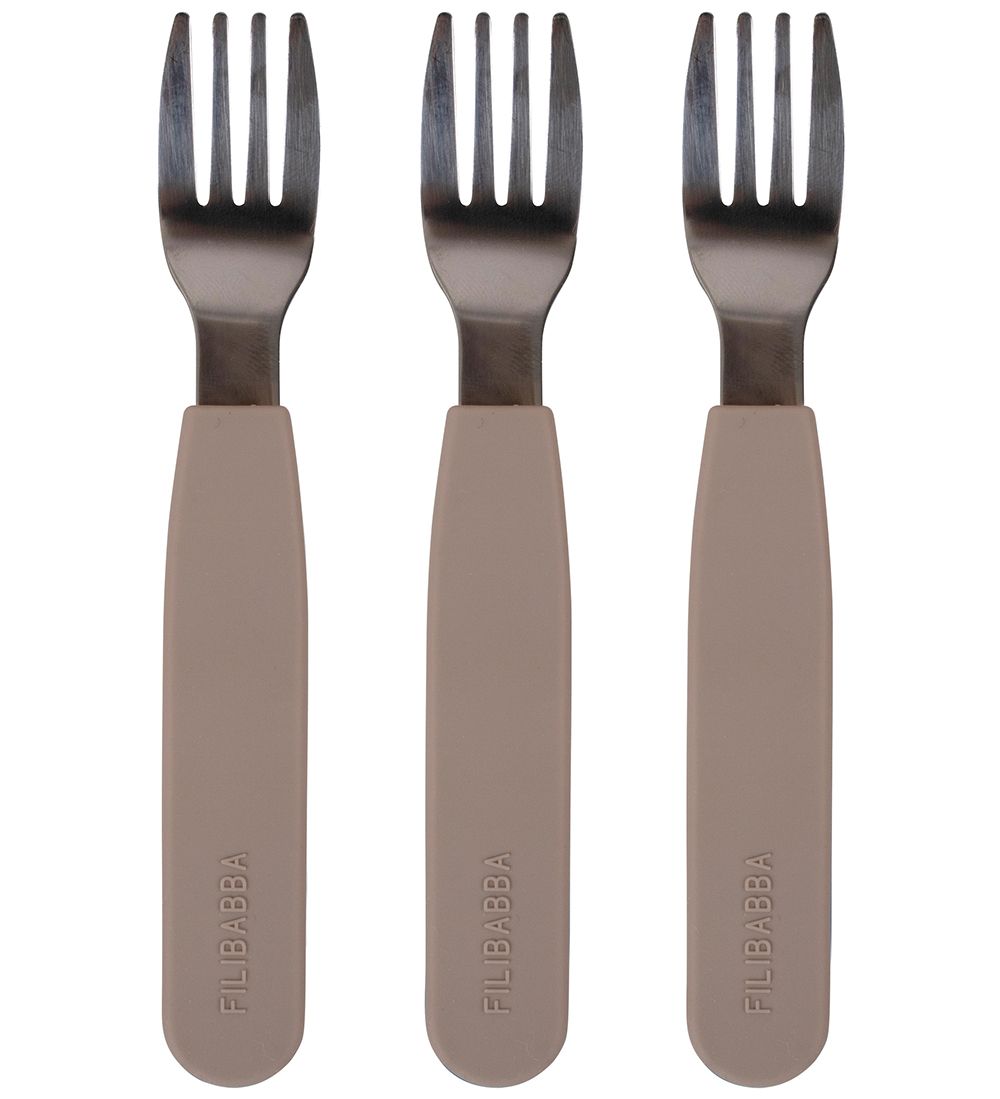 Filibabba Silicone Forks - 3-Pack - Warm Grey