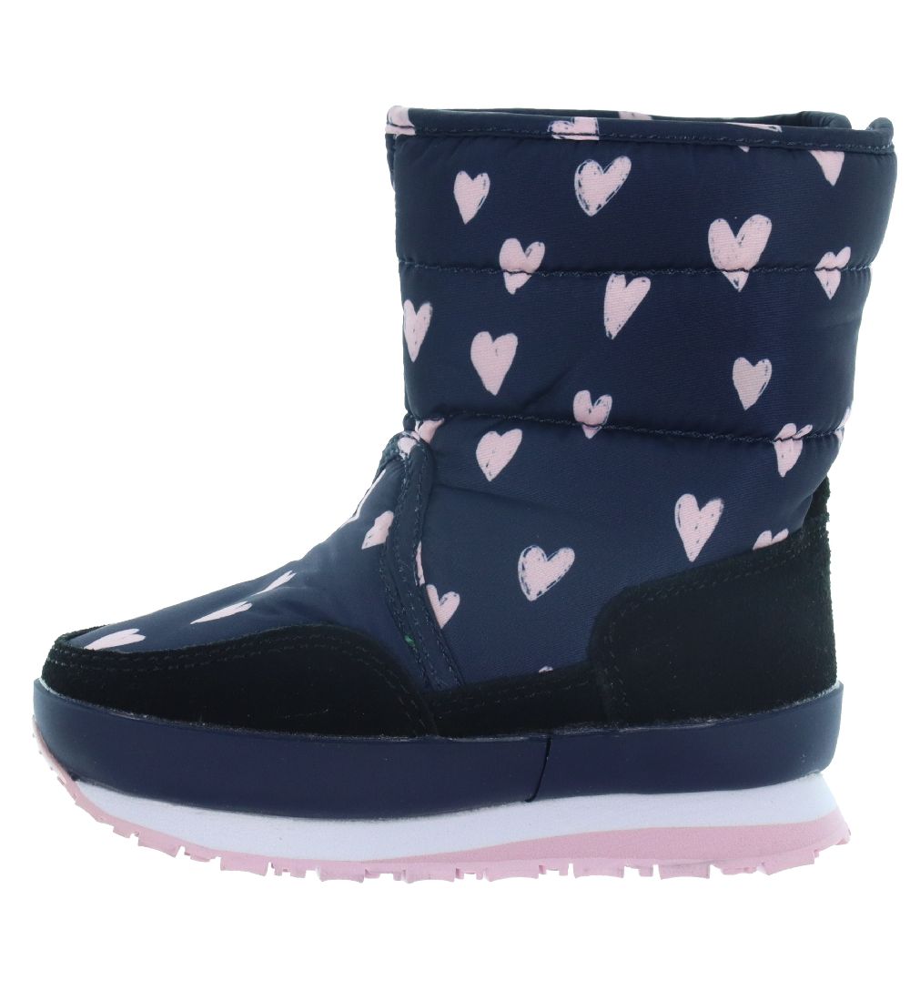 Rubber Duck Winterstiefel - Navy m. Rosa Herzen