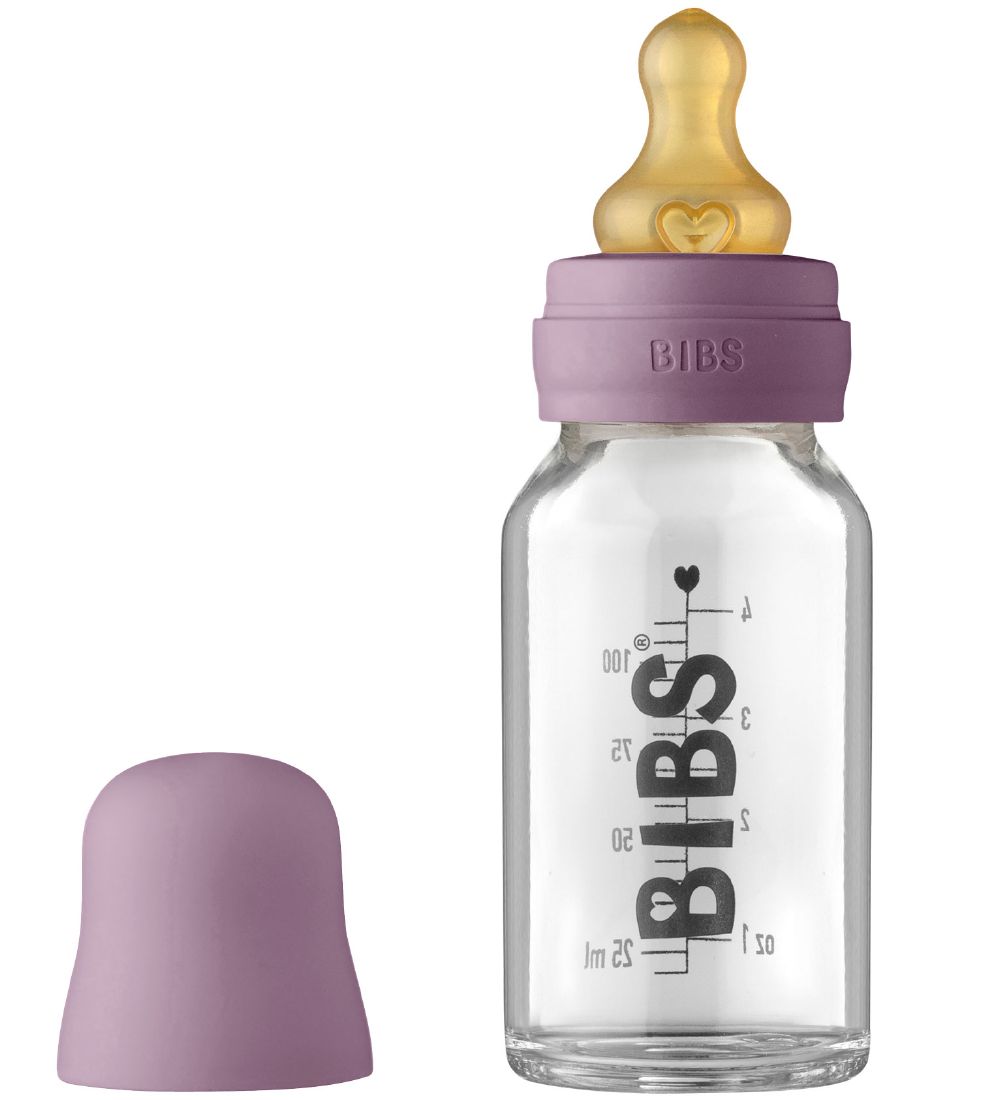 Bibs Nappflaska - Glas - 110 ml - Naturgummi - Mauve