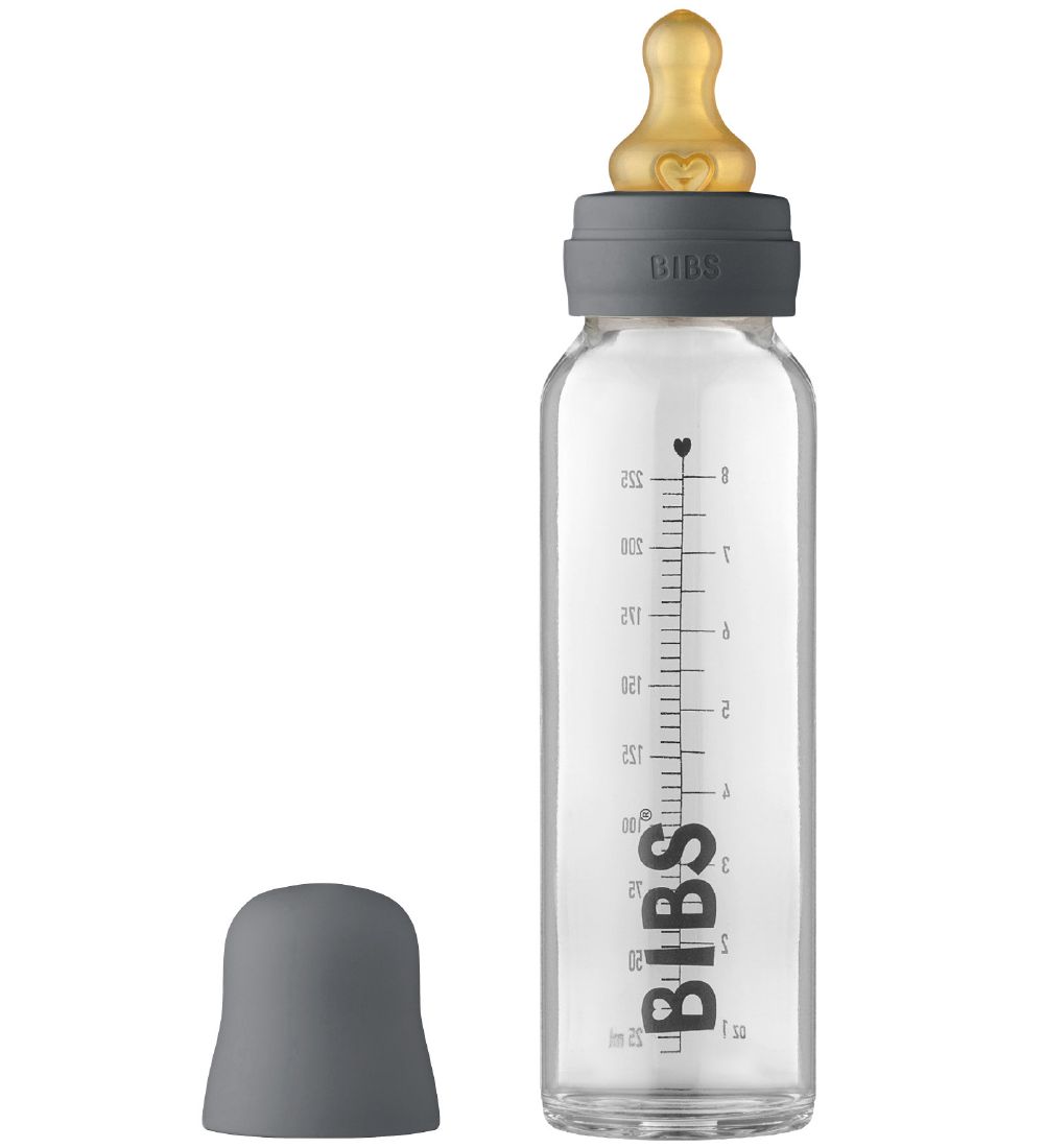 BIBS Feeding Bottle - Glass - 225 mL - Natural Rubber - Iron