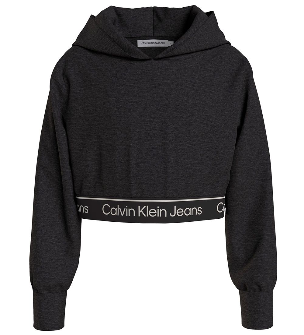 Calvin Klein Hoodie - Punto Logo Tape Crop - Black