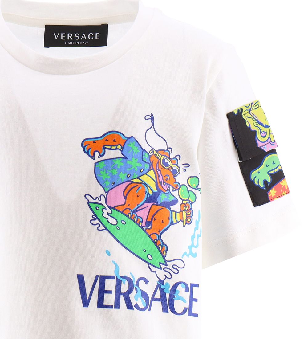 Versace T-shirt - White w. Print/Pockets