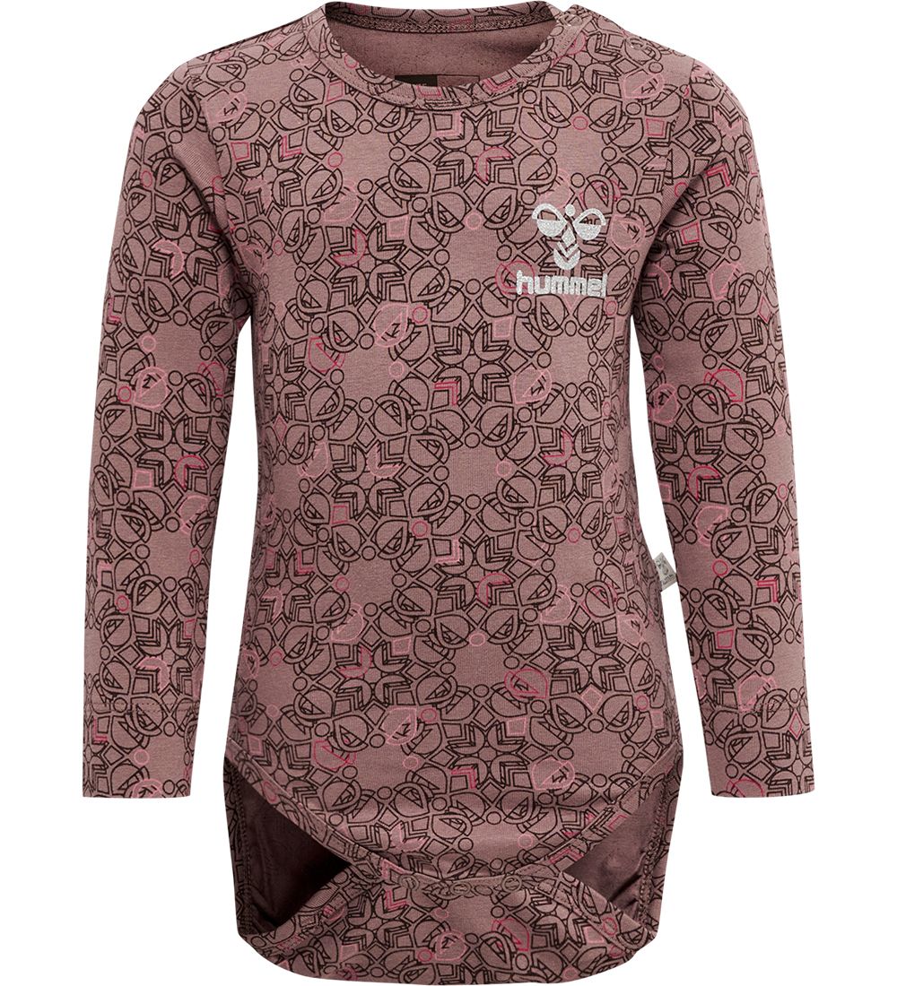 Hummel Bodysuit æ/s - hmlFia - Deep Taupe w. Silver Glitter
