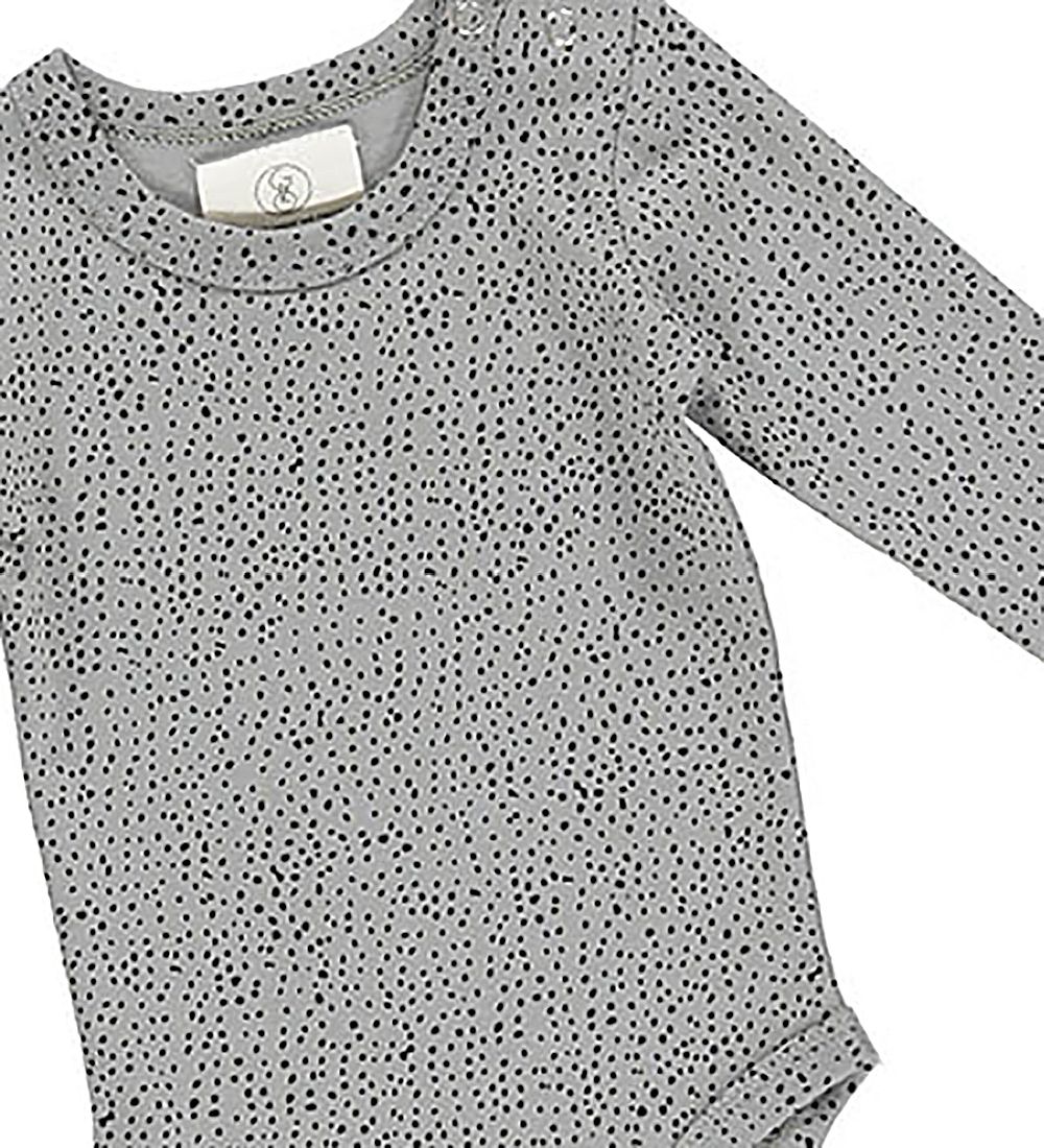 Gro Bodysuit l/s - Sun - Grey Dawn w. Dots