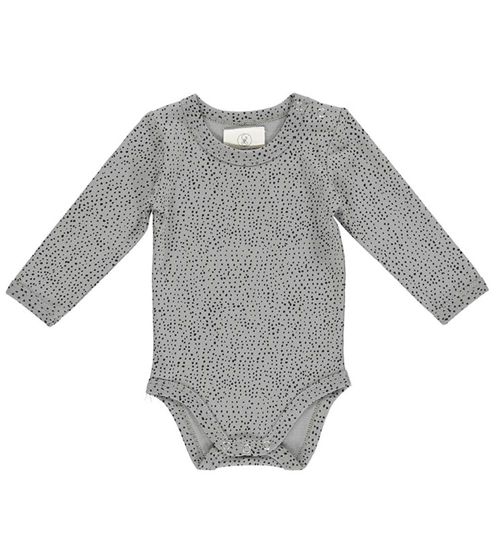 Gro Bodysuit l/s - Sun - Grey Dawn w. Dots