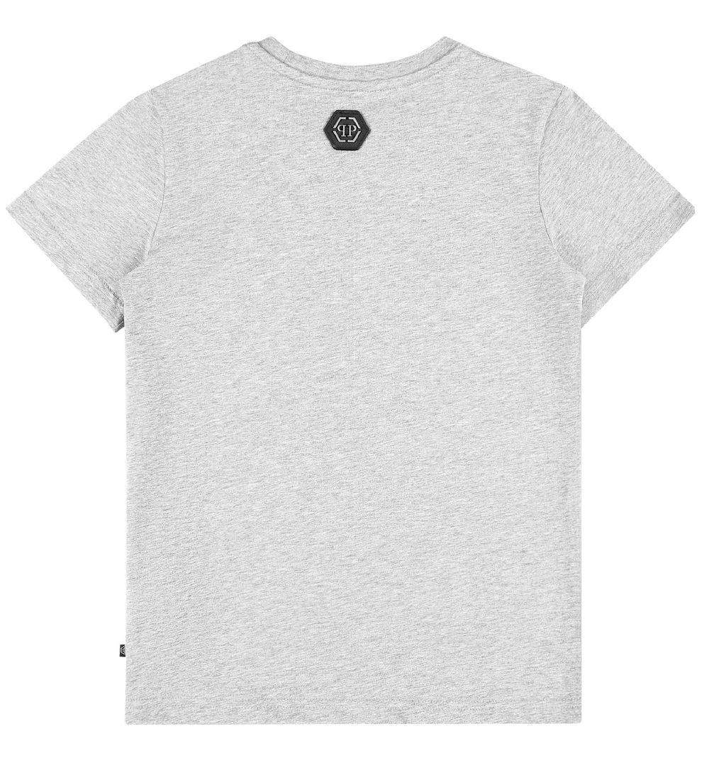 Philipp Plein T-Shirt - Teddy Bear - Grey Melange w. Rhinestone