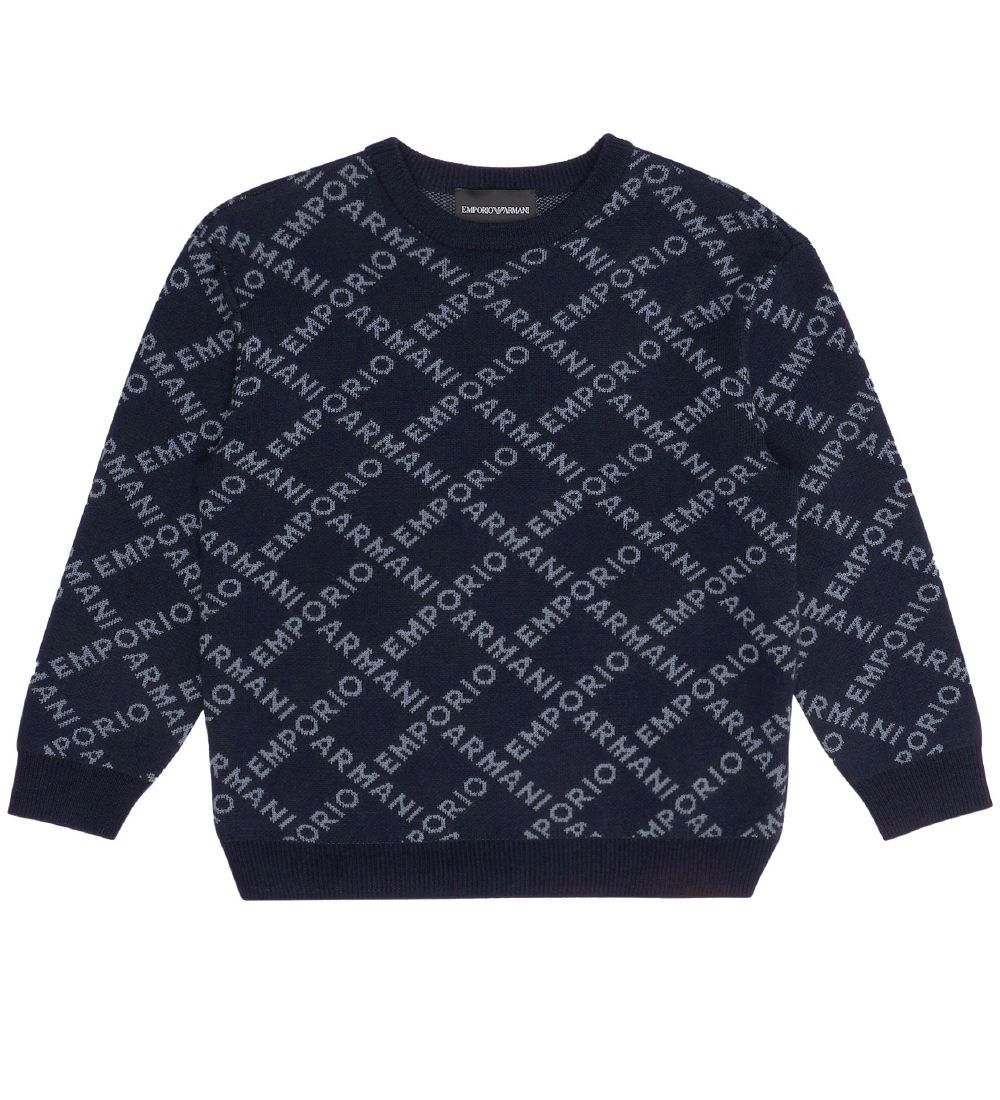 Emporio Armani Blússa - Akrýl/Ull - Dökkblátt M. Ljósblár
