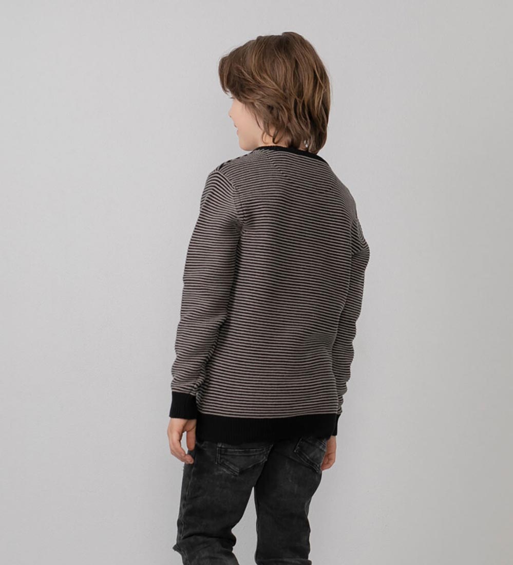 Petrol Industries Blouse - Knitted - Black/Grey Striped