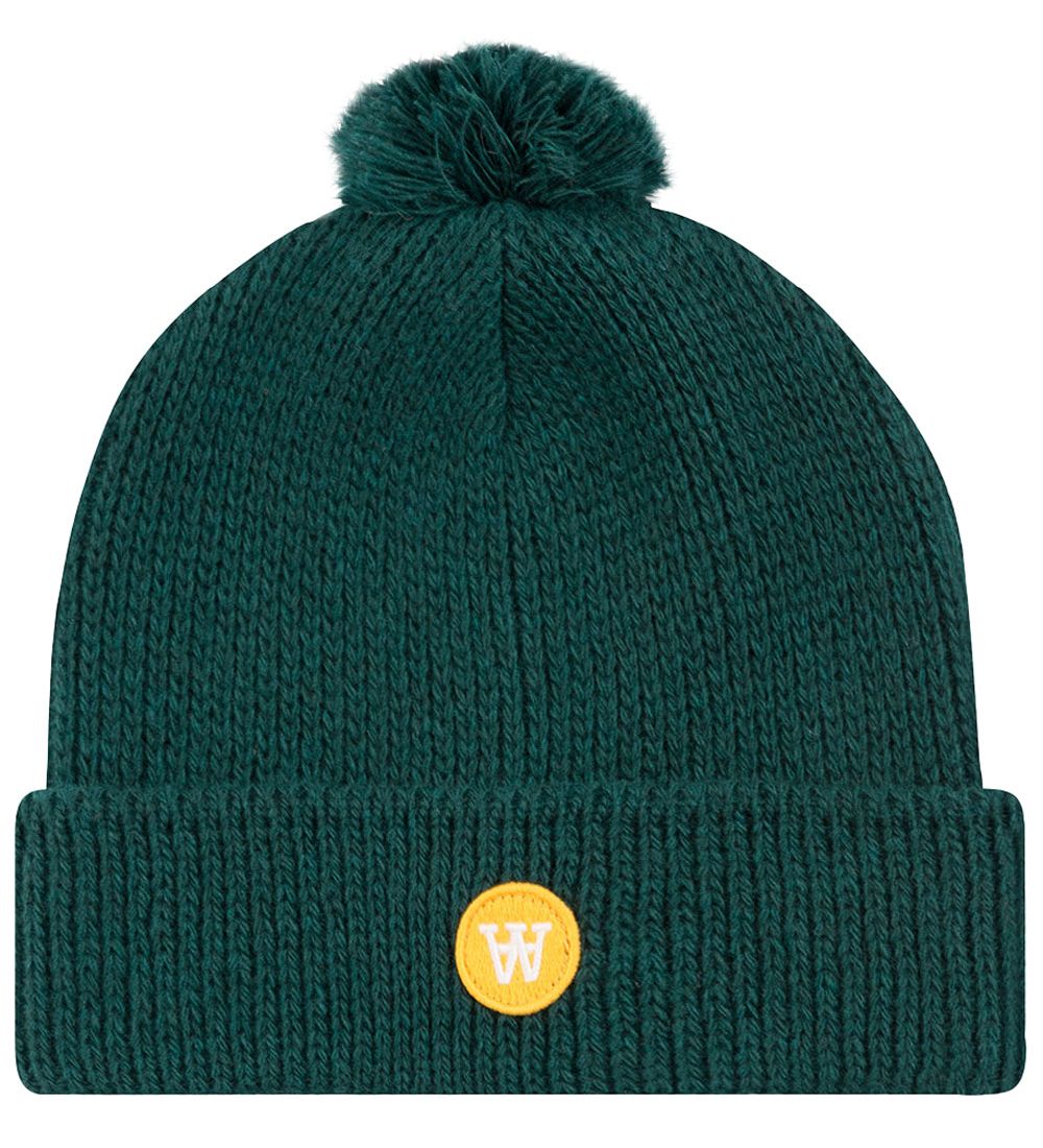 Wood Wood Beanie w. Pom-Pom - Wool - Kai - Liningest Green