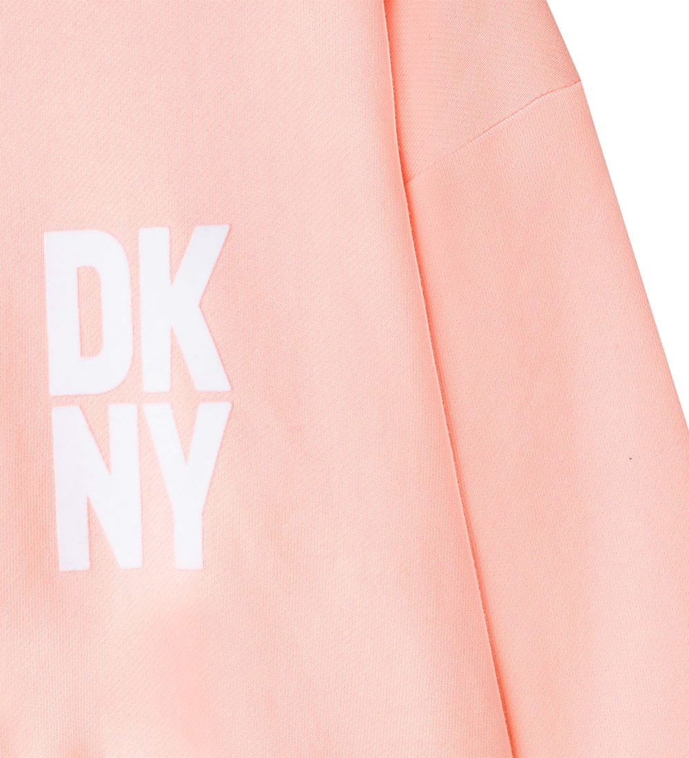 DKNY Sweatshirt - Cropped - Pale Pink w. White