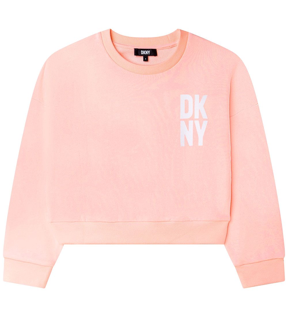 DKNY Sweatshirt - Cropped - Pale Pink w. White