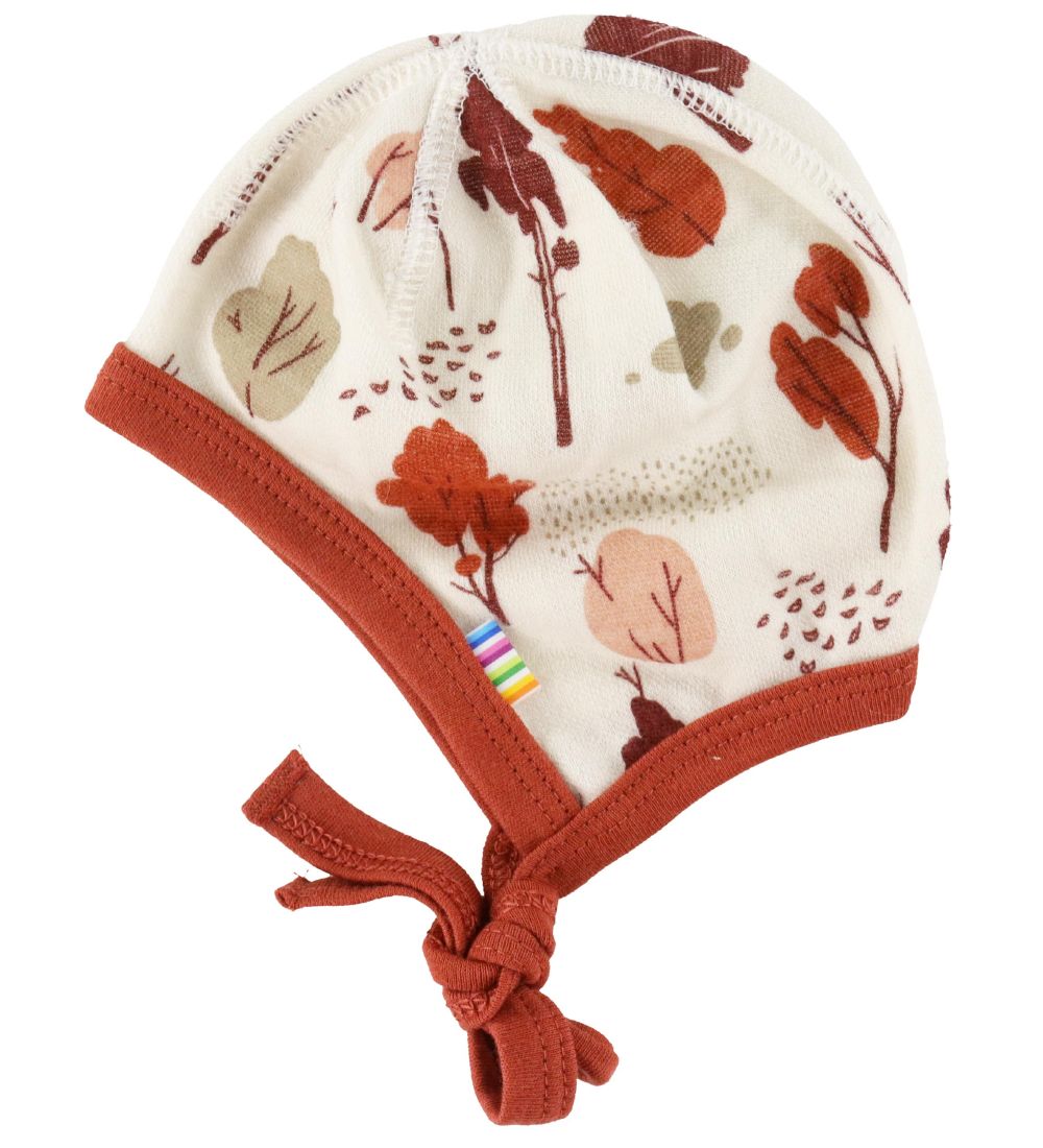 Joha Baby Hat - Wool/Bamboo - White/Red w. Trees