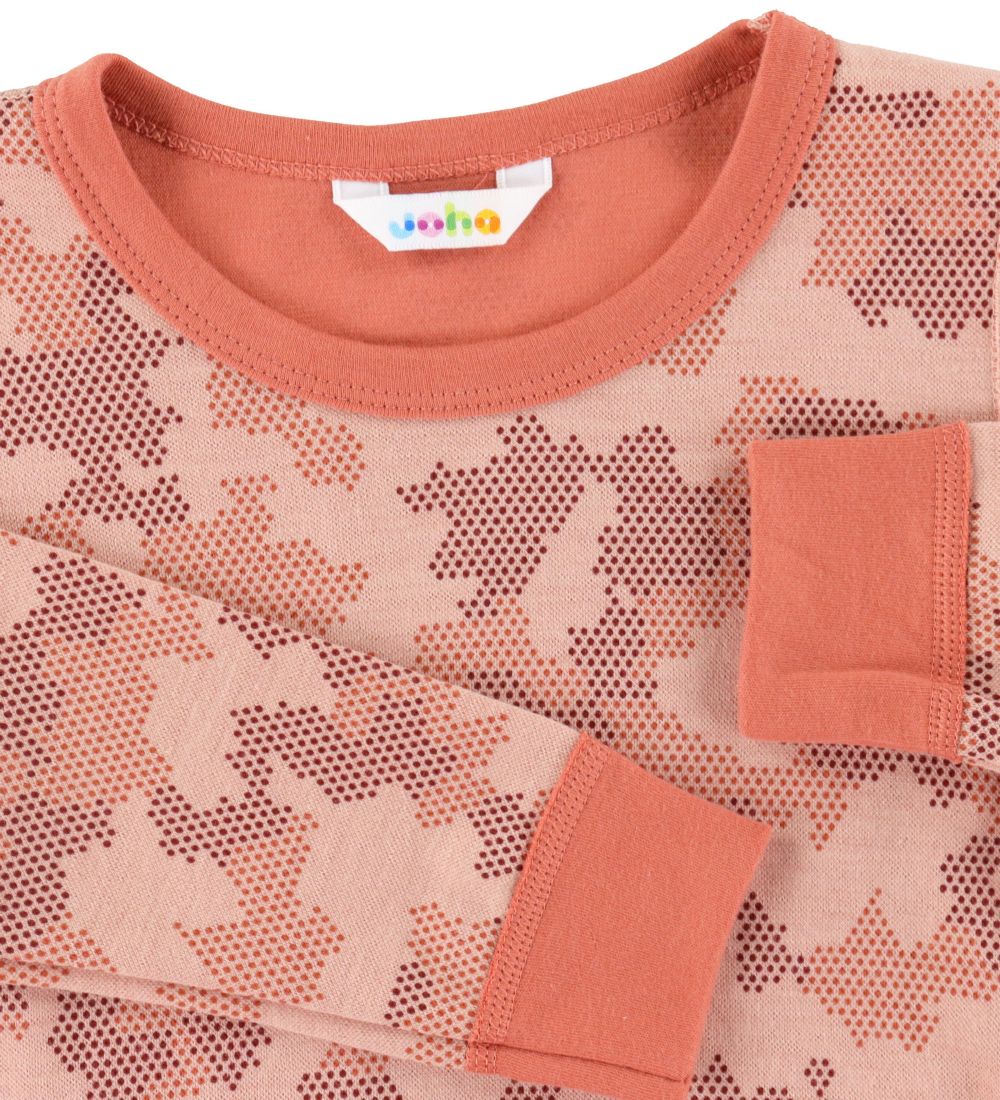 Joha Blouse - Wool/Cotton - Orange w. Pattern