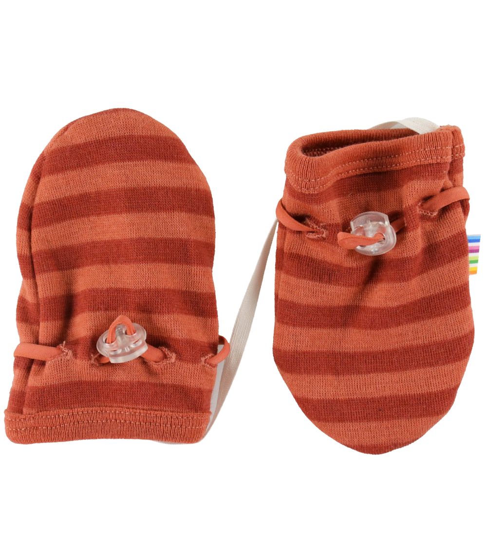 Joha Mittens - Wool - Orange/Red Striped