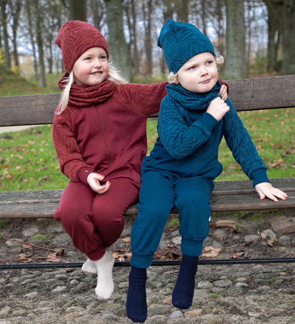 Joha Beanie - Wool - 2-layer - Petrol w. Pattern