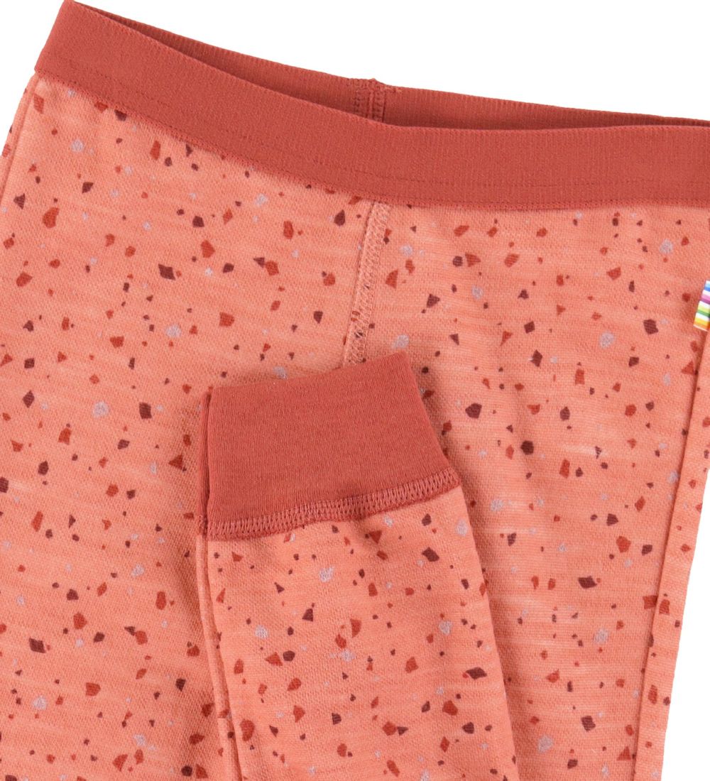 Joha Leggings - Wool/Bamboo - Orange w. Pattern