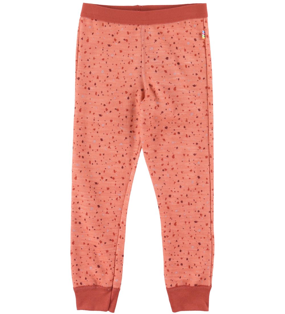 Joha Leggings - Wool/Bamboo - Orange w. Pattern