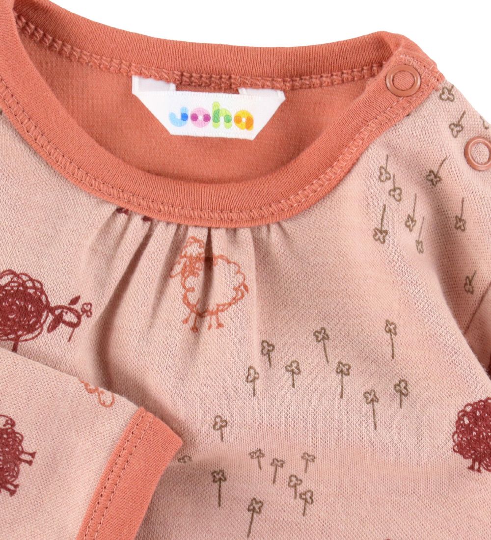 Joha Blouse - Wool/Cotton - Dusty Pink w. Sheep