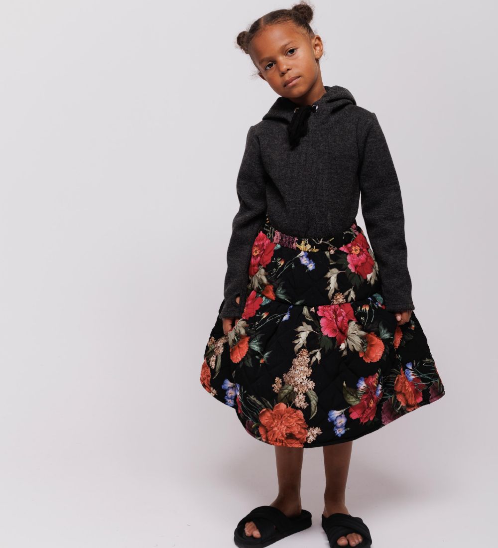 Christina Rohde Skirt - Black w. Flowers